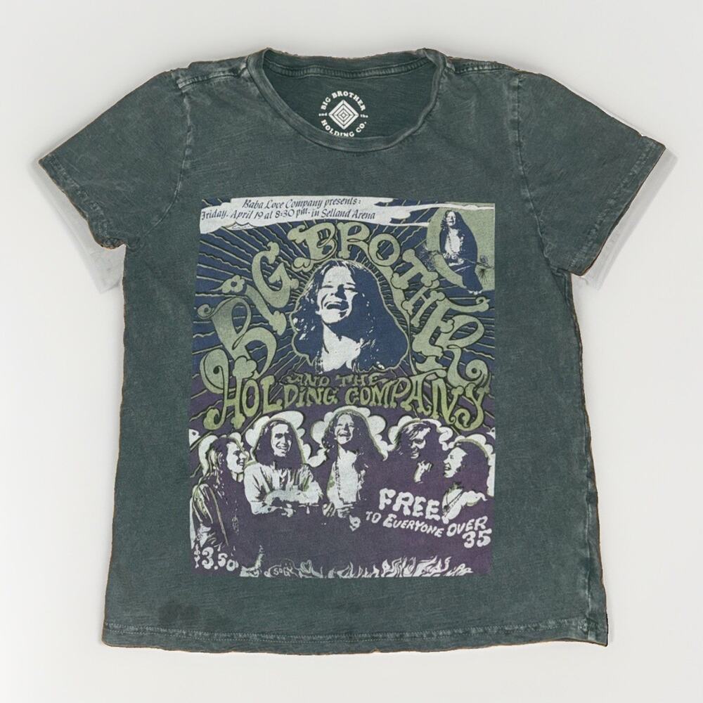Women’s Lucky Brand Band Graph T-Shirt Green Medium 17x22 Paper Thin